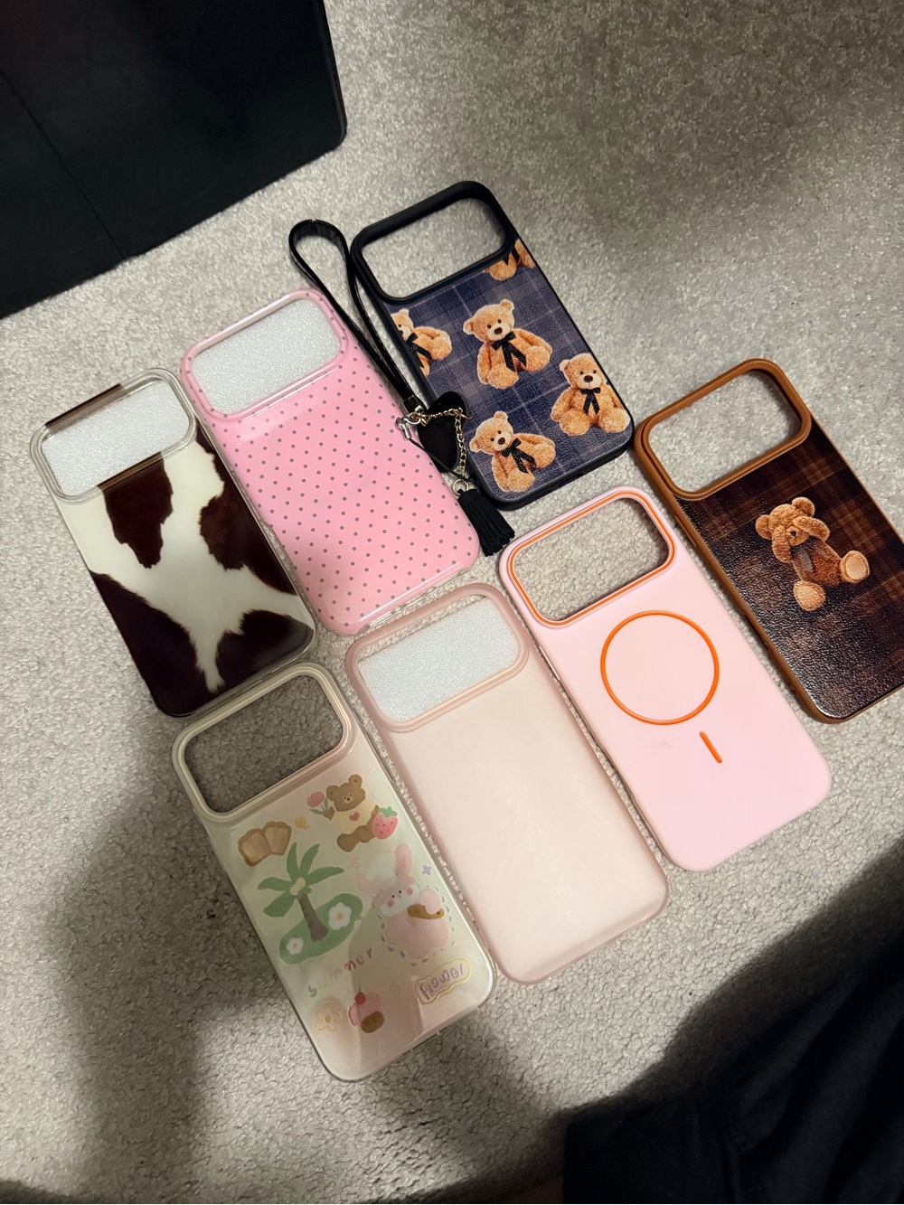 iPhone 17 Pro Max Pink Cute Teddy & Pattern Phone Case Bundle for Cell Phones